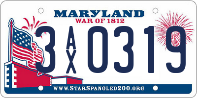 MD license plate 3AX0319