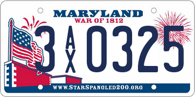 MD license plate 3AX0325