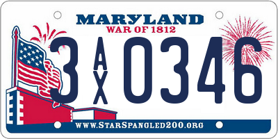 MD license plate 3AX0346