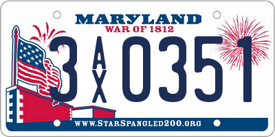 MD license plate 3AX0351