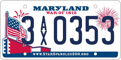 MD license plate 3AX0353