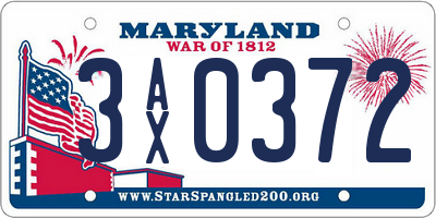 MD license plate 3AX0372