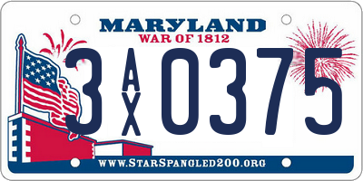 MD license plate 3AX0375