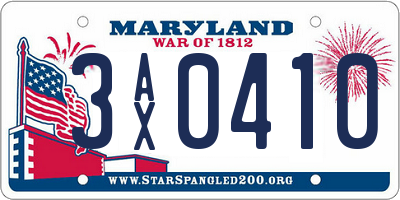 MD license plate 3AX0410