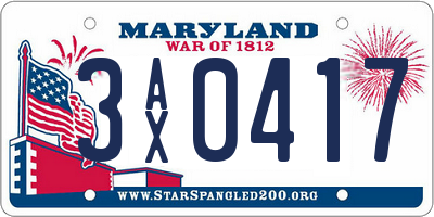 MD license plate 3AX0417