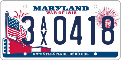 MD license plate 3AX0418