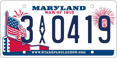 MD license plate 3AX0419