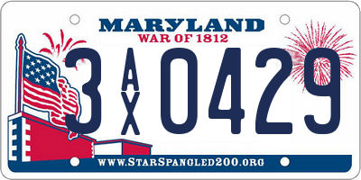 MD license plate 3AX0429