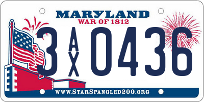 MD license plate 3AX0436