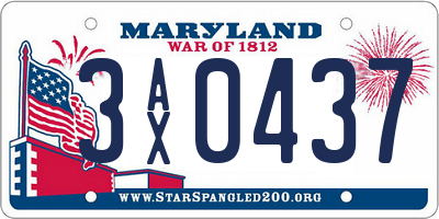 MD license plate 3AX0437
