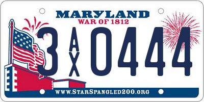 MD license plate 3AX0444