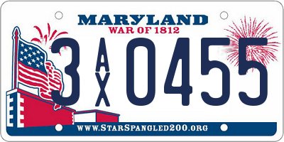MD license plate 3AX0455