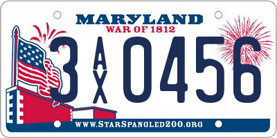 MD license plate 3AX0456