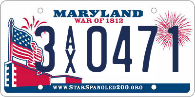 MD license plate 3AX0471