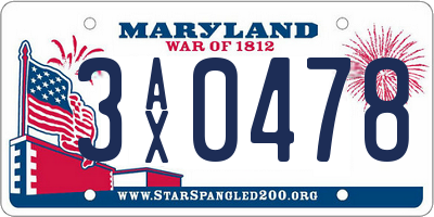 MD license plate 3AX0478