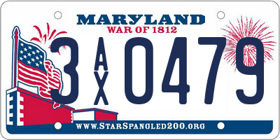 MD license plate 3AX0479