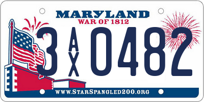 MD license plate 3AX0482