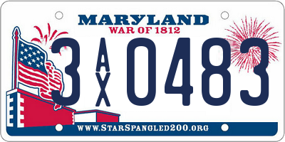 MD license plate 3AX0483