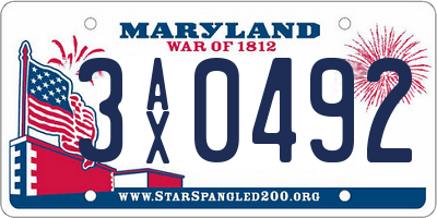 MD license plate 3AX0492