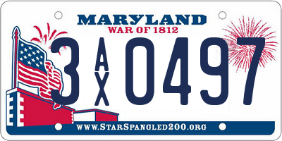 MD license plate 3AX0497
