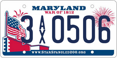 MD license plate 3AX0506