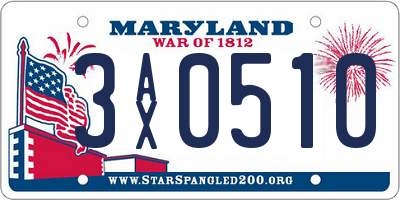 MD license plate 3AX0510