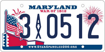 MD license plate 3AX0512
