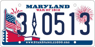 MD license plate 3AX0513