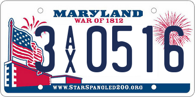 MD license plate 3AX0516