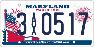 MD license plate 3AX0517