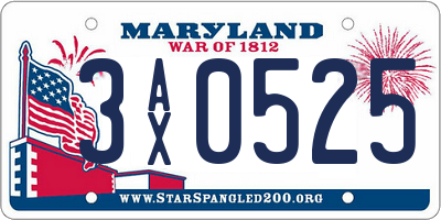 MD license plate 3AX0525