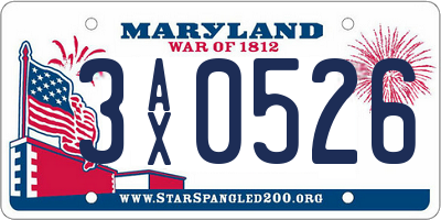 MD license plate 3AX0526