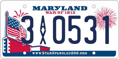 MD license plate 3AX0531