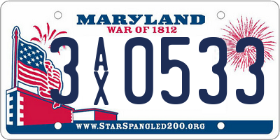 MD license plate 3AX0533