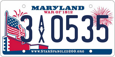 MD license plate 3AX0535
