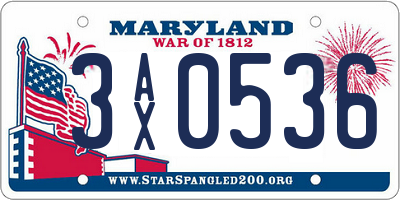 MD license plate 3AX0536