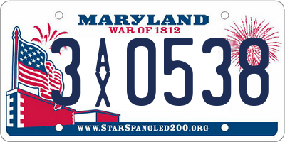 MD license plate 3AX0538