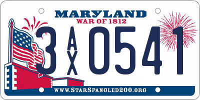 MD license plate 3AX0541
