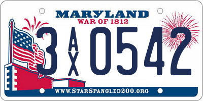 MD license plate 3AX0542