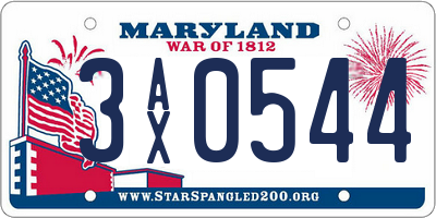 MD license plate 3AX0544