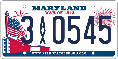 MD license plate 3AX0545