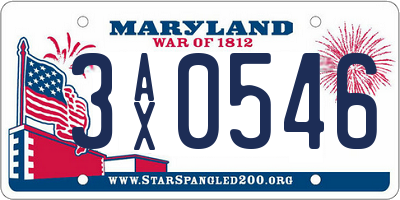 MD license plate 3AX0546