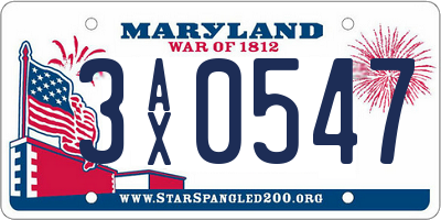 MD license plate 3AX0547