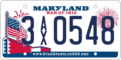 MD license plate 3AX0548