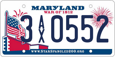 MD license plate 3AX0552