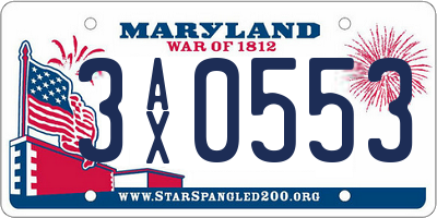 MD license plate 3AX0553