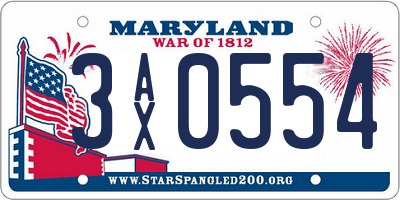 MD license plate 3AX0554