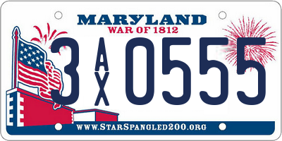 MD license plate 3AX0555