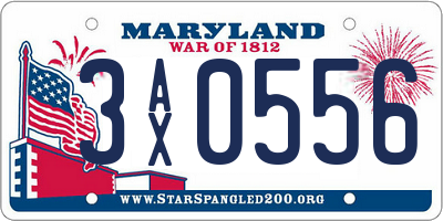 MD license plate 3AX0556