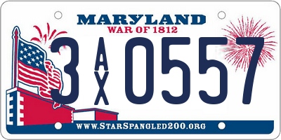 MD license plate 3AX0557